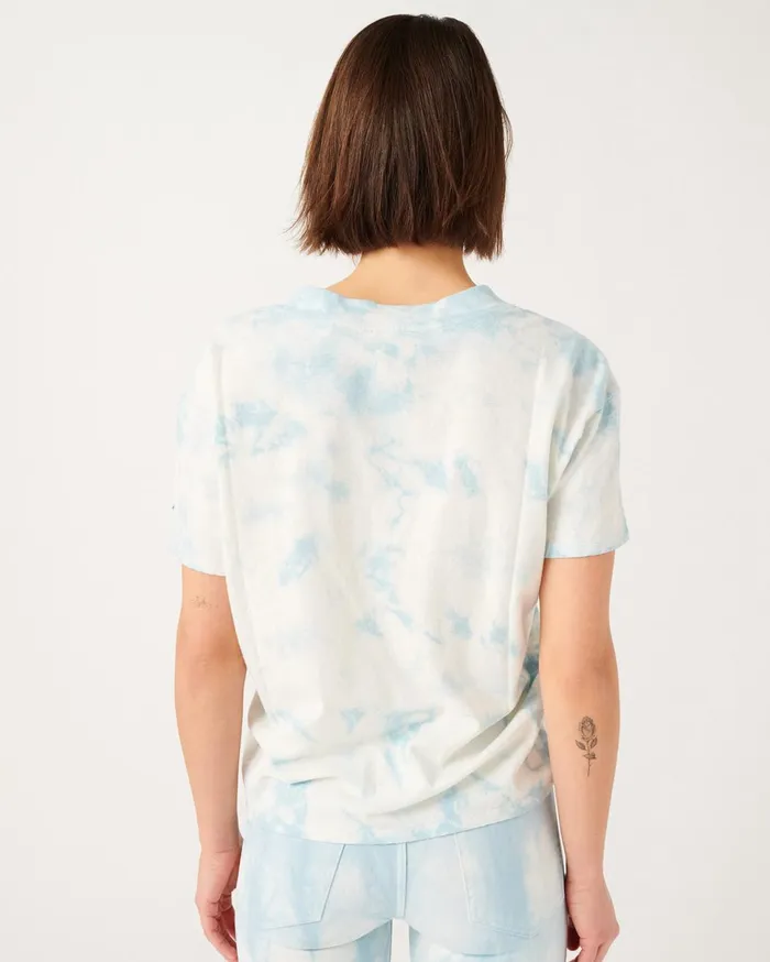 Women 7 For All Mankind Tops Oversized VNeck Tee In Tie Dye Sky