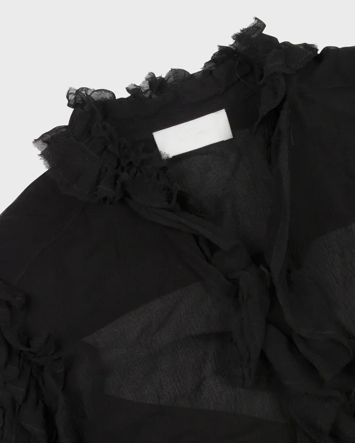 Women 7 For All Mankind Tops Ruffle Neck Sleeveless Top In Black Women 7 For All Mankind Tops Ruffle Neck Sleeveless Top In Black