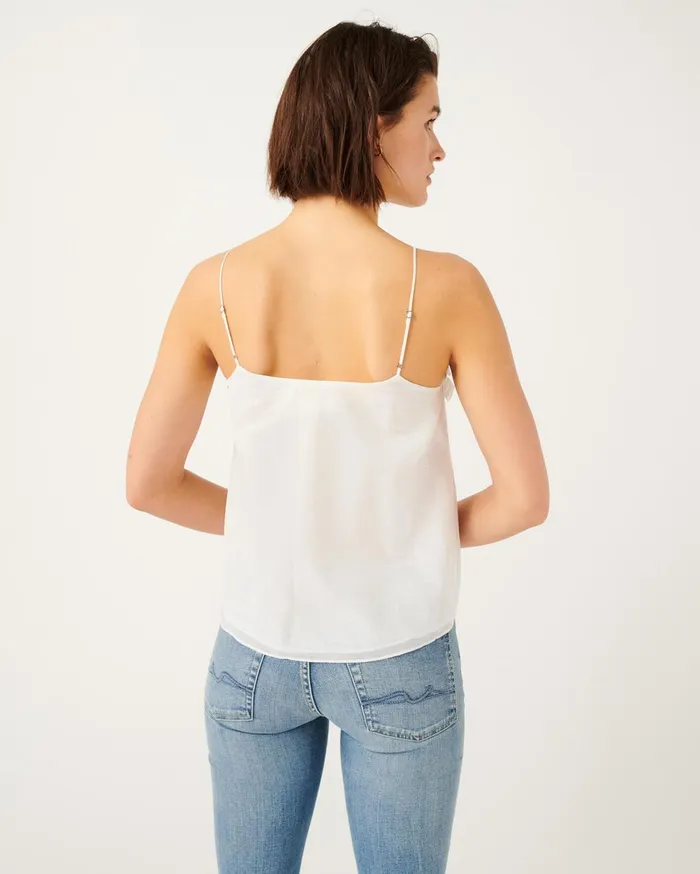 Women 7 For All Mankind Tops Ruffle Tank With Merrow Edge In Optic White