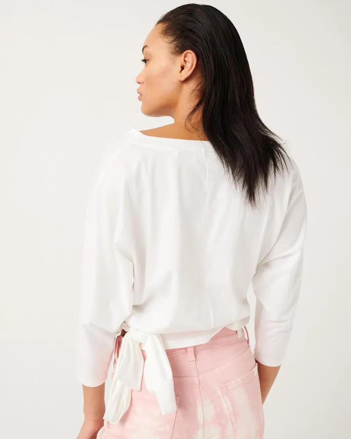 Women 7 For All Mankind Tops VNeck Twist Tee In Optic White