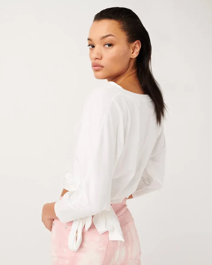 Women 7 For All Mankind Tops VNeck Twist Tee In Optic White