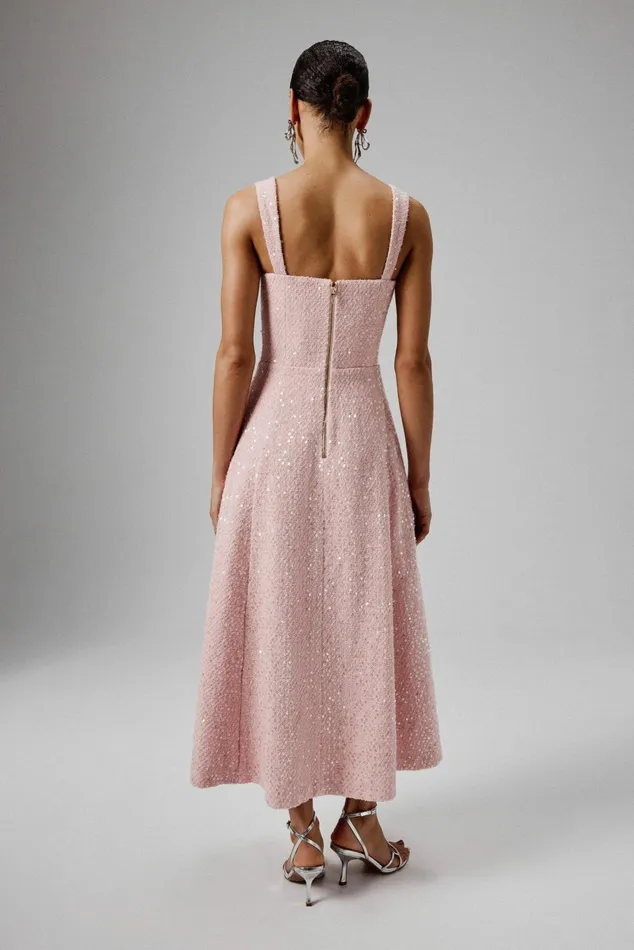 Women ALine Dresses Lavish Alice KIRA Pearl Embellished Boucle A Line Dress In Pink Pink