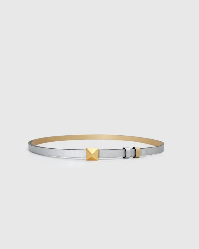 Women Accessories Belle and Bloom Cleopatra Pyramid Stud Leather Belt 8211 Metallic
