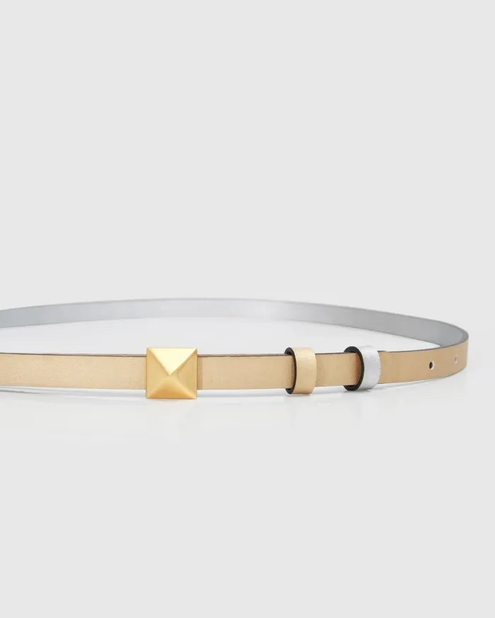 Women Accessories Belle and Bloom Cleopatra Pyramid Stud Leather Belt 8211 Metallic