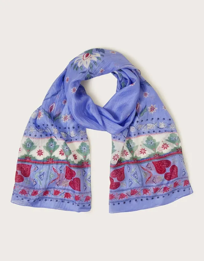 Women Aldina Border Floral Silk Scarf Monsoon Scarves