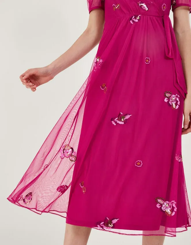 Women Allie Wrap Dress Pink Monsoon Occasionwear