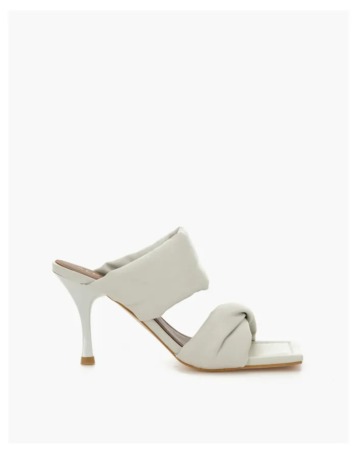 Women ALOHAS Leather Twist Strap Sandals White Madewell Heels