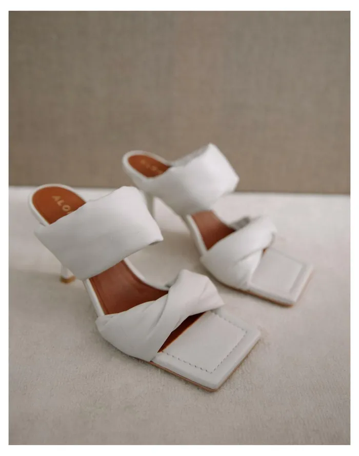Women ALOHAS Leather Twist Strap Sandals White Madewell Heels Women ALOHAS Leather Twist Strap Sandals White Madewell Heels