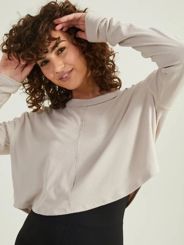 Women Altar039d State Activewear Circle Up Ribbed Top Oatmeal