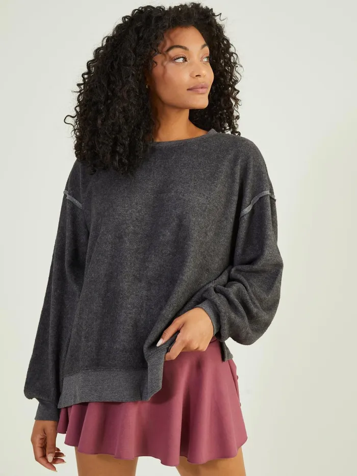 Women Altar039d State Activewear Leisure Fleece Top Charcoal