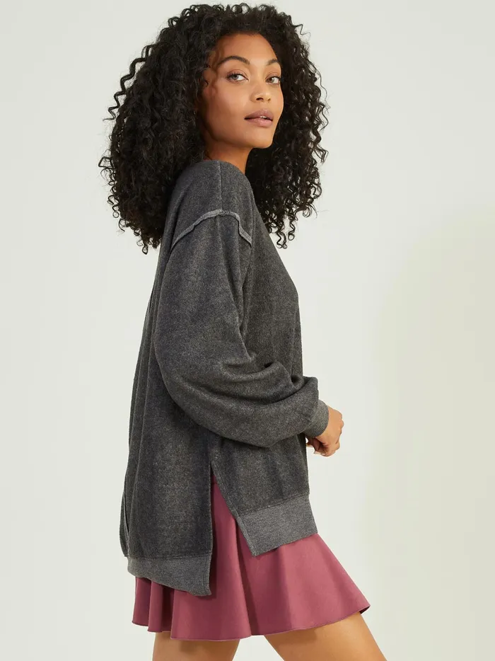 Women Altar039d State Activewear Leisure Fleece Top Charcoal