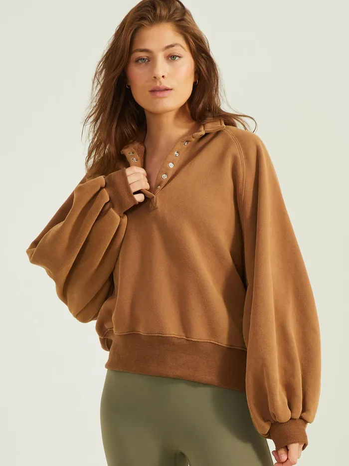 Women Altar039d State Activewear Peak Balloon Sleeve Pullover Brown
