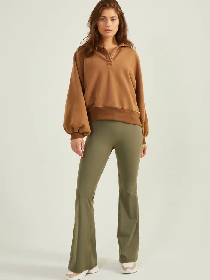 Women Altar039d State Activewear Peak Balloon Sleeve Pullover Brown