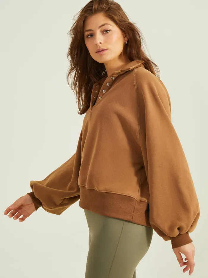 Women Altar039d State Activewear Peak Balloon Sleeve Pullover Brown