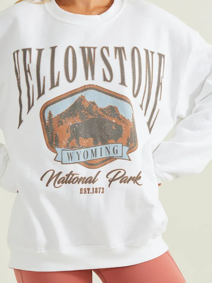 Women Altar039d State Activewear Yellowstone Wyoming Graphic Sweatshirt White