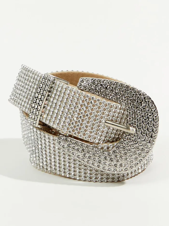 Women Altar039d State Belts Rhinestone Buckle Belt Silver