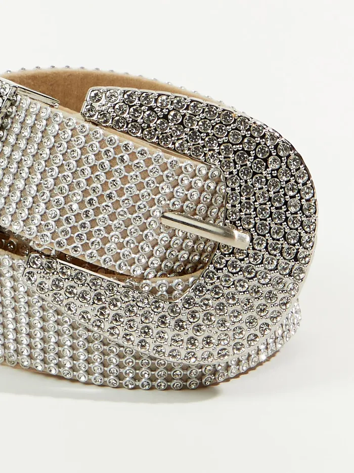 Women Altar039d State Belts Rhinestone Buckle Belt Silver