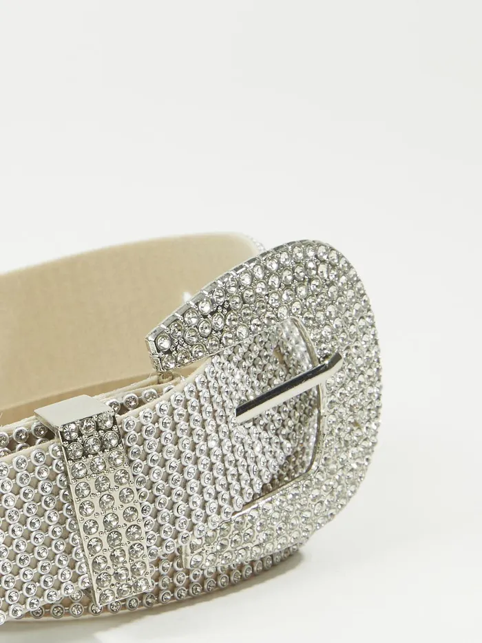 Women Altar039d State Belts Rhinestone Buckle Belt Silver