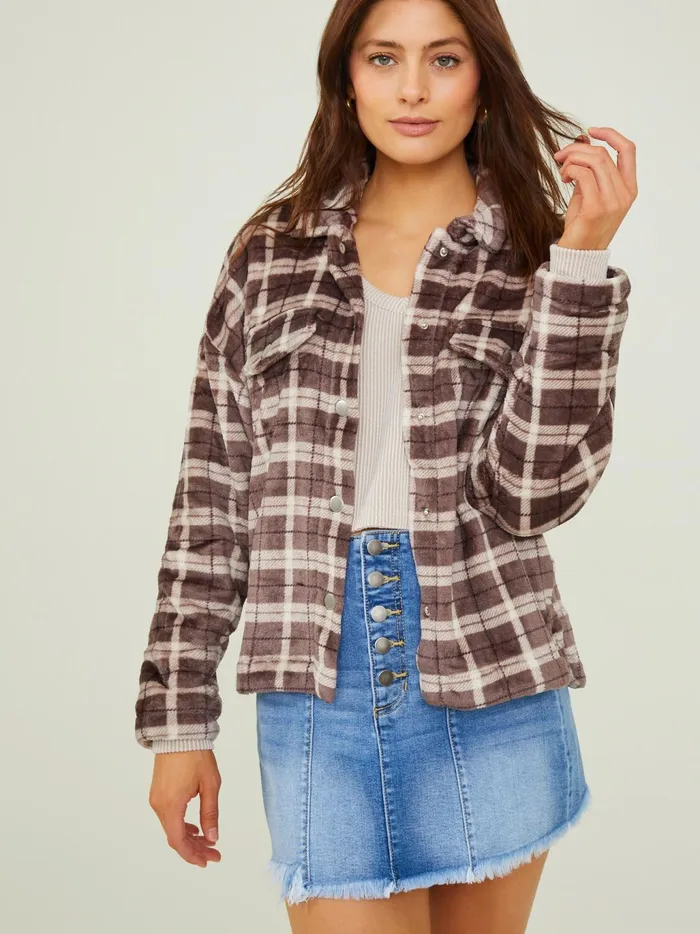 Women Altar039d State Blouses Aspen Cozy Plaid Button Down Cocoa