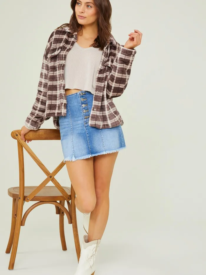 Women Altar039d State Blouses Aspen Cozy Plaid Button Down Cocoa