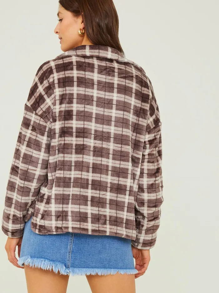 Women Altar039d State Blouses Aspen Cozy Plaid Button Down Cocoa