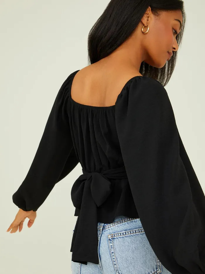 Women Altar039d State Blouses Karina Tie Back Top Black