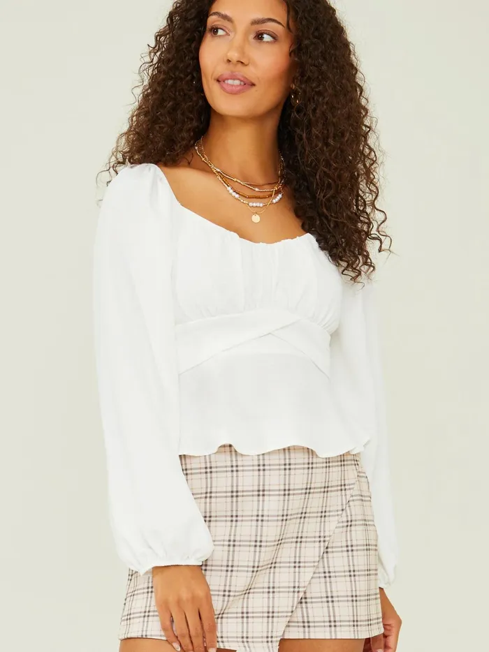 Women Altar039d State Blouses Karina Tie Back Top Ivory