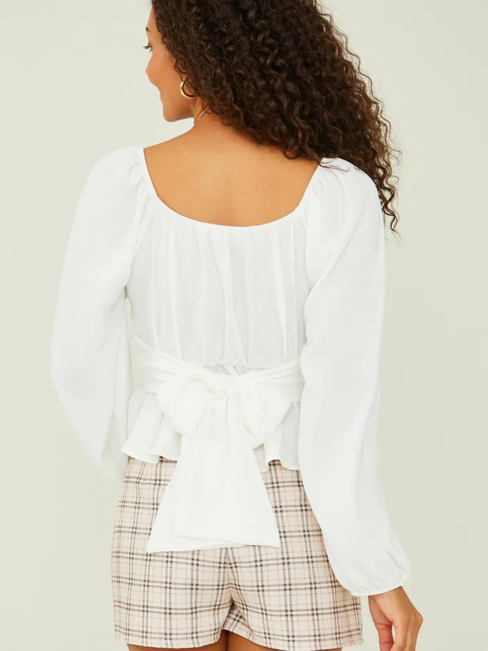 Women Altar039d State Blouses Karina Tie Back Top Ivory