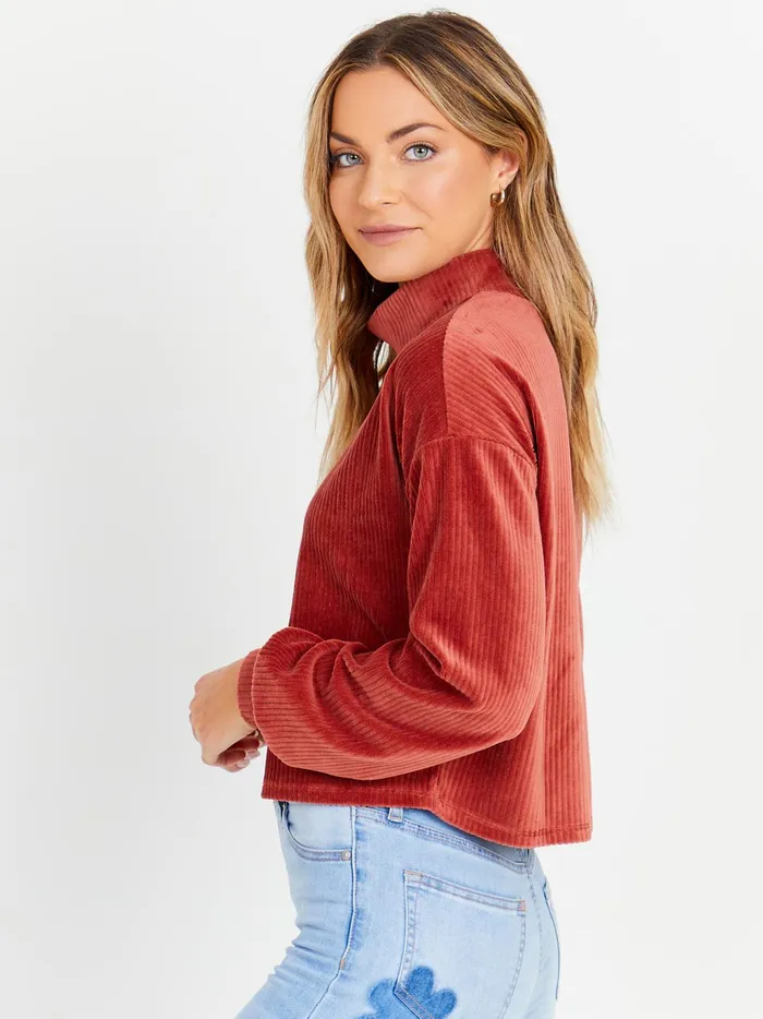 Women Altar039d State Blouses Rachel Mock Neck Pullover Henna