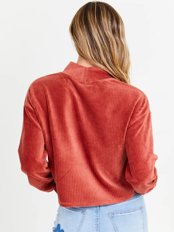 Women Altar039d State Blouses Rachel Mock Neck Pullover Henna