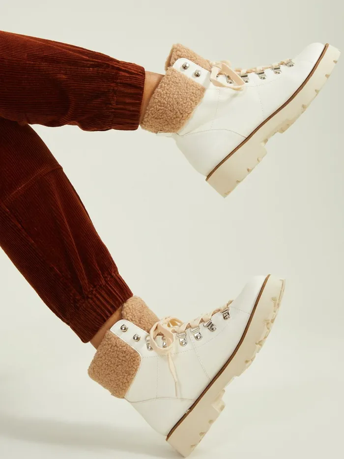 Women Altar039d State Boots Booties Aaliyah Lace Up Sherpa Booties White