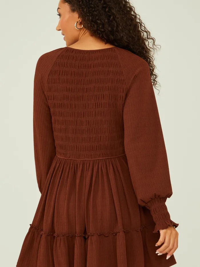 Women Altar039d State Casual Dana Smocked Dress Brown