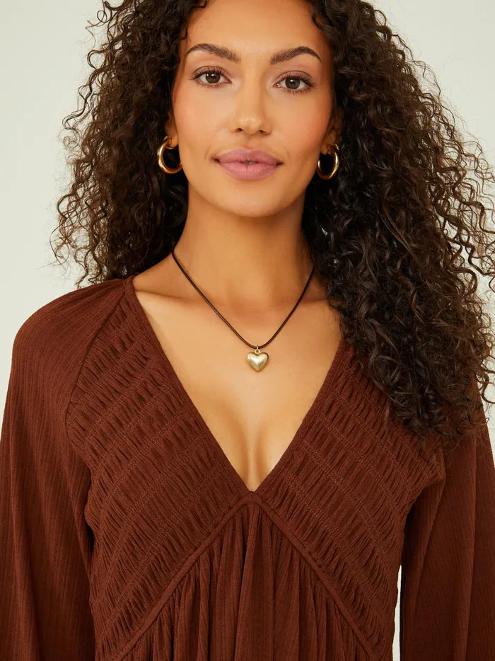 Women Altar039d State Casual Dana Smocked Dress Brown