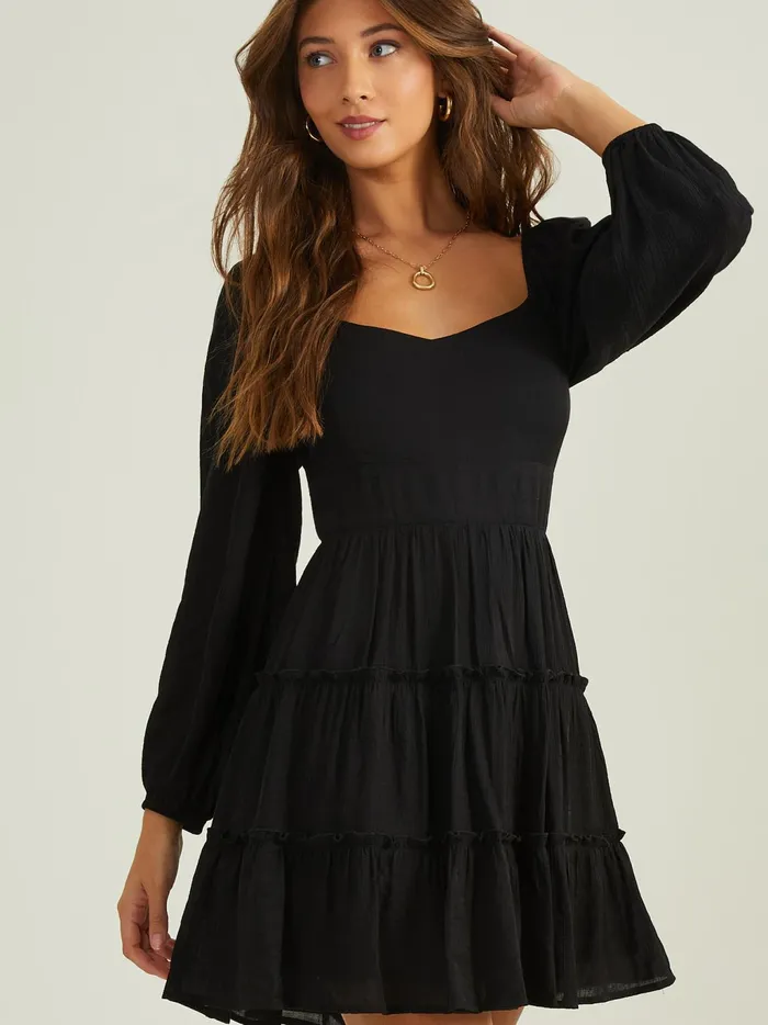 Women Altar039d State Casual Gigi Tiered Dress Black