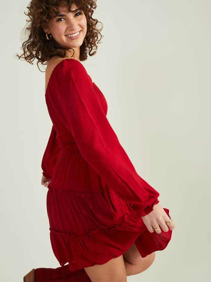 Women Altar039d State Casual Hailey Tiered Dress Ruby