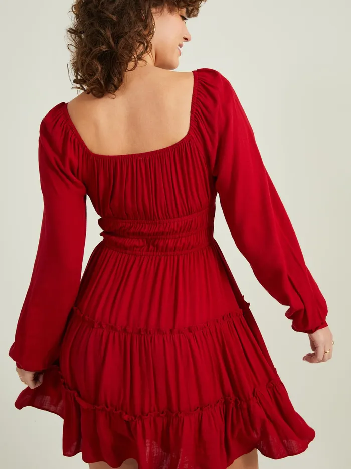 Women Altar039d State Casual Hailey Tiered Dress Ruby