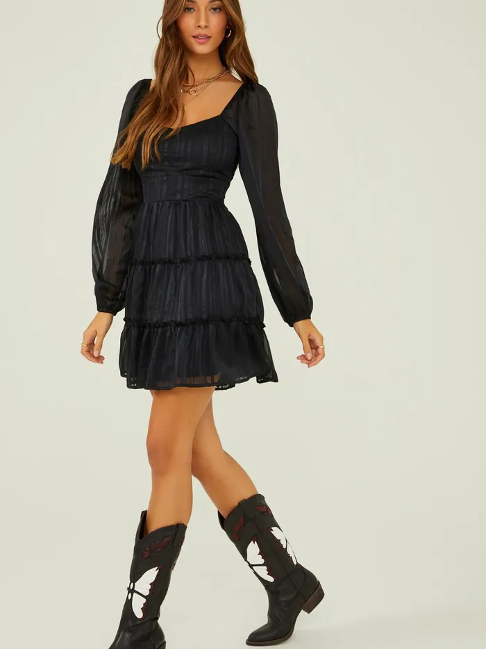 Women Altar039d State Casual Hope Lurex Striped Dress Black