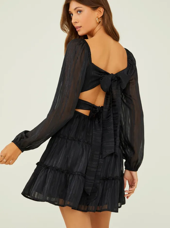 Women Altar039d State Casual Hope Lurex Striped Dress Black