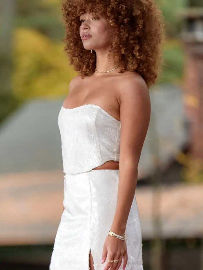 Women Altar039d State Corsets Glisten Sequin Tube Top Ivory