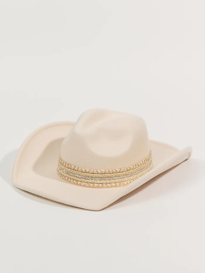 Women Altar039d State Hats Isabella Foil Trim Cowboy Hat Ivory