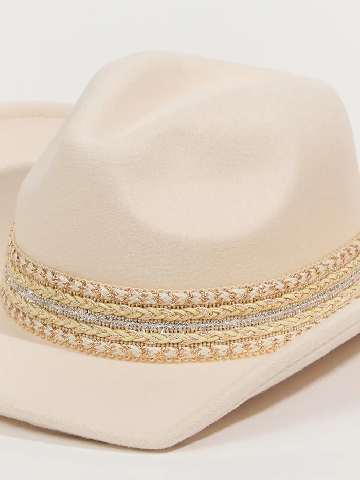 Women Altar039d State Hats Isabella Foil Trim Cowboy Hat Ivory