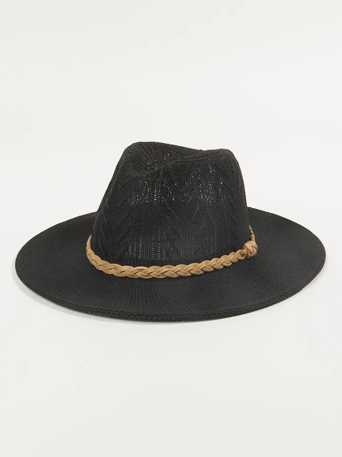Women Altar039d State Hats Textured Braided Band Structured Hat Black