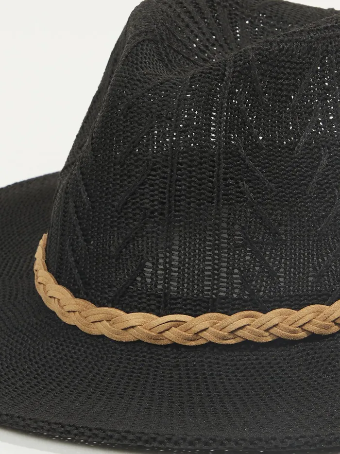 Women Altar039d State Hats Textured Braided Band Structured Hat Black