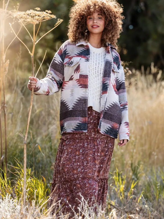 Women Altar039d State Jackets Beth Aztec Woven Shacket Beigerust