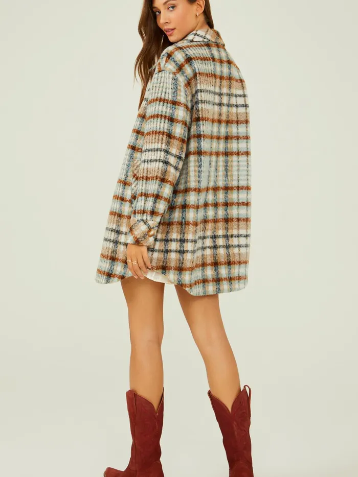 Women Altar039d State Jackets Faren Long Plaid Shacket Brownmulti