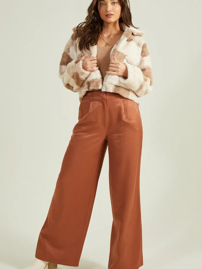 Women Altar039d State Jackets Lana Plaid Fur Jacket Taupemulti
