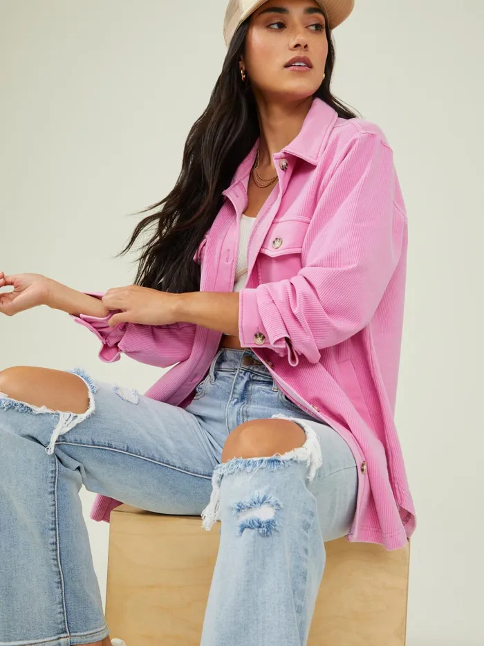 Women Altar039d State Jackets Lexi Ribbed Shacket Pink