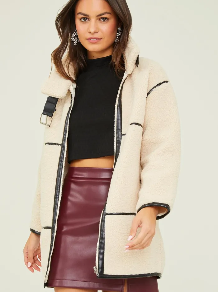Women Altar039d State Jackets Reagen Long Sherpa Jacket Cream