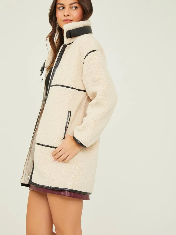 Women Altar039d State Jackets Reagen Long Sherpa Jacket Cream