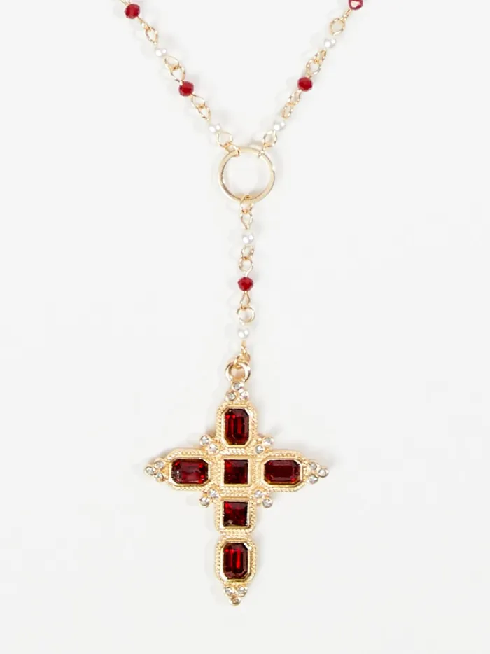 Women Altar039d State Jewelry Beaded Rosary Necklace Redgold